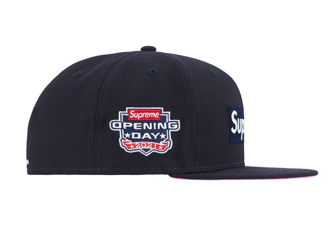 公式卸売Supreme no comp box logo Newera navy 1/2 帽子