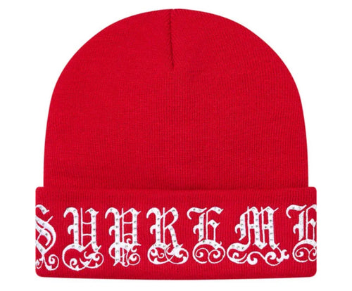 Supreme Old English Rhinestone Beanie